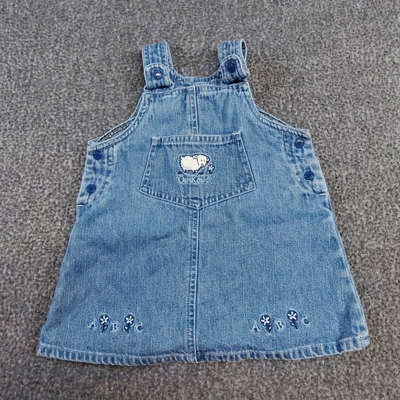 OshKosh B'gosh Other - Vintage Oshkosh Bgosh Denim Embroidered Sheep Overall Dress 6-9 months